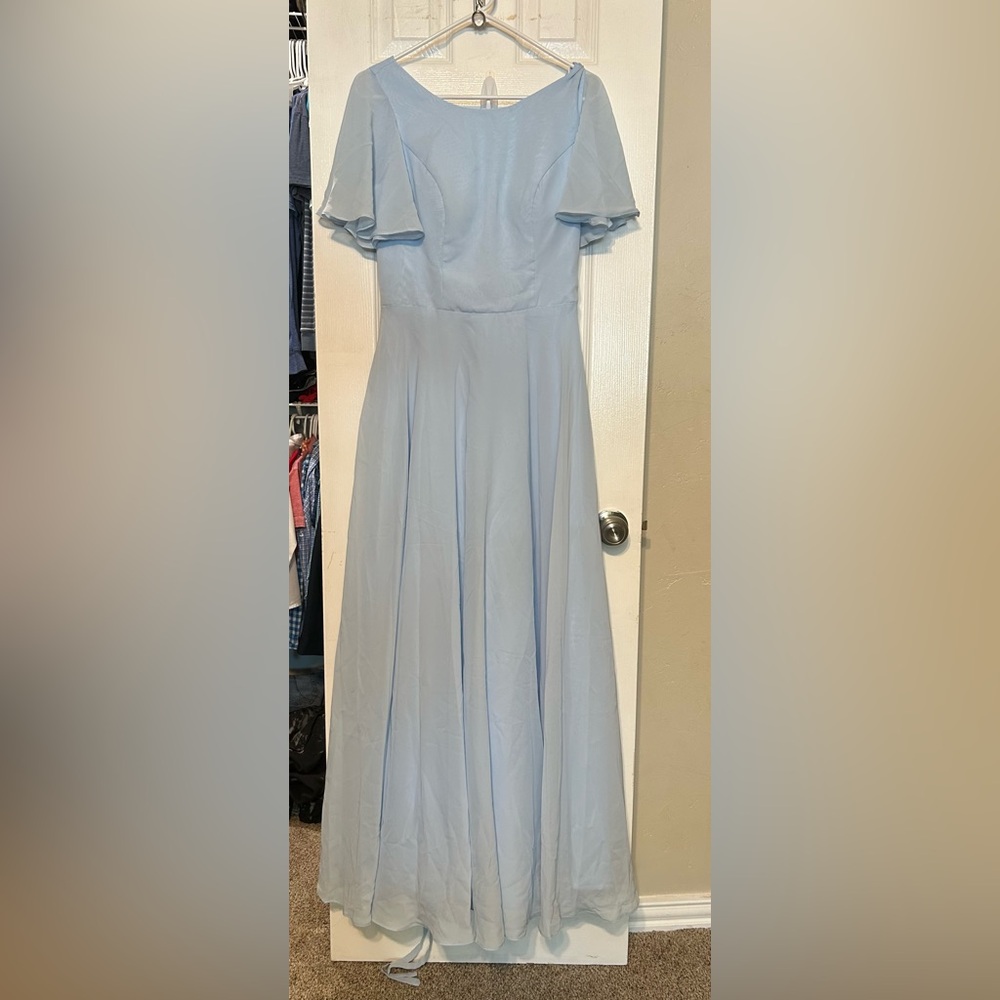 Light Blue Chiffon Bridesmaid Dress